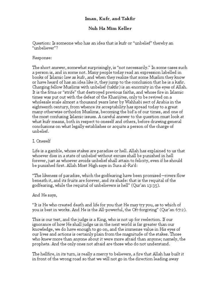 iman kufr and takfir